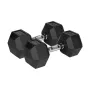 Haltere curto Rebel Active Hex revestido a borracha 15 kg – haltere curto hexagonal individual, pega compacta