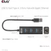 Hub USB CLUB3D USB 3.2 Gen1 Type-A com 3 portas e Gigabit Ethernet