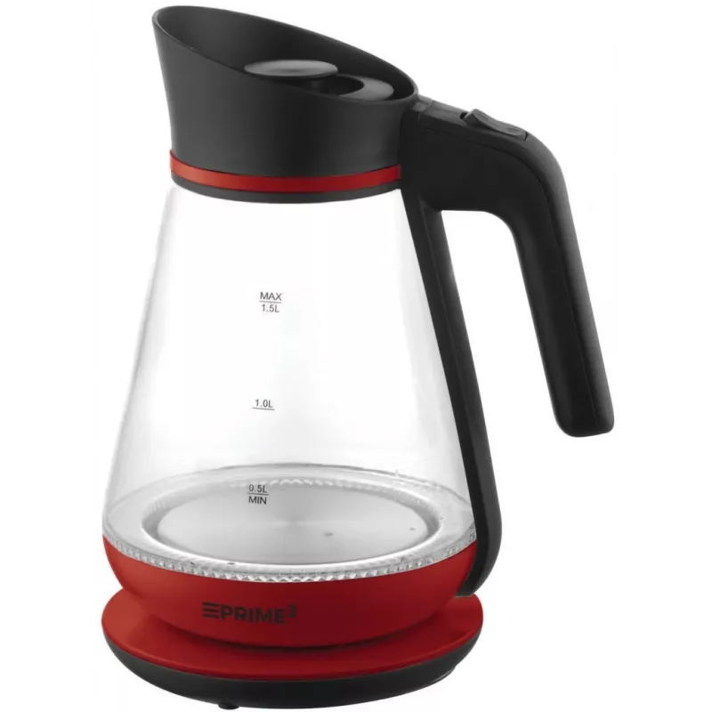 Chaleira elétrica PRIME3 1,5 L 2200 W vermelha transparente