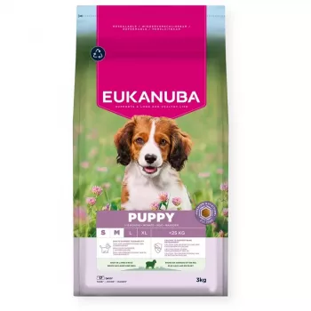 Alimento seco para cães EUKANUBA Puppy & Junior Small/Medium Lamb & Rice 3 kg — alimento completo para cães jovens de raças pequenas e médias