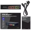 Switch Ethernet PoE QOLTEC 52296 — 4 portas RJ45 PoE, 1 uplink RJ45