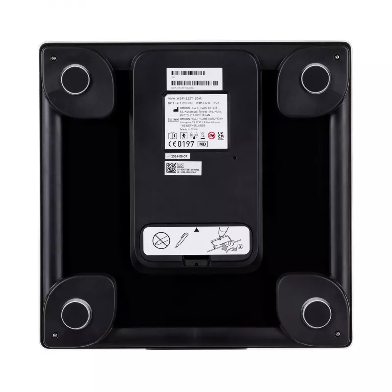 Omron VIVA HBF-222T-EBK balança de composição corporal, quadrada, LCD, preta