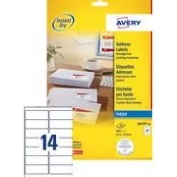 Etiquetas autoadesivas Avery J8159-100 — branco, impressora de jato de tinta, adesivo permanente, embalagem