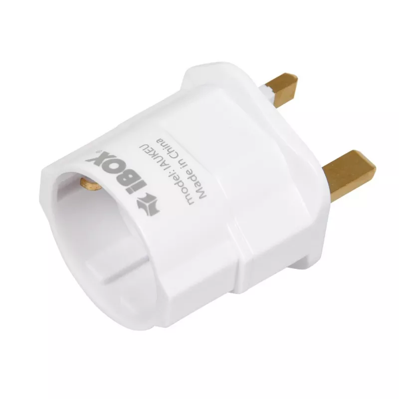 Fonte de alimentação IBOX iaukeu carregador de rede com fichas intercambiáveis UK (tipo G) e EU (tipo E), 100–240 V 50/60 Hz, 7,5 A, branco