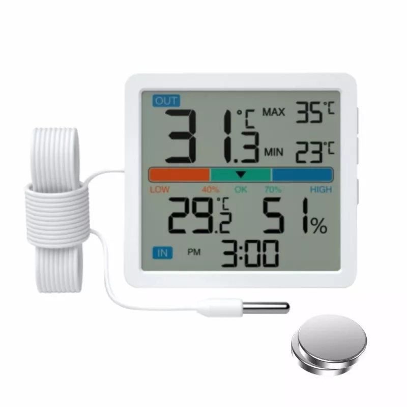 Manta MTO002W estação meteorológica com sensor externo, termómetro/higrómetro, relógio, branca