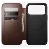 Capa para telemóvel tipo carteira Nomad Modern Leather Folio para iPhone 17 Pro Max — castanha, pele, ecrã de 6,3 polegadas, 4 compartimentos para cartões