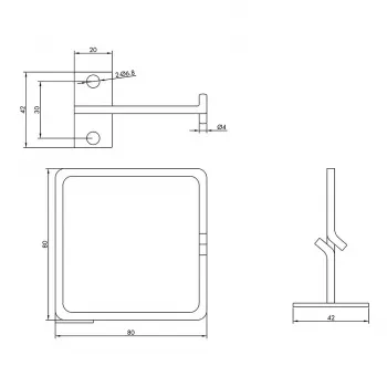 Suporte de abraçadeiras de metal ROLINE vertical 80x80mm