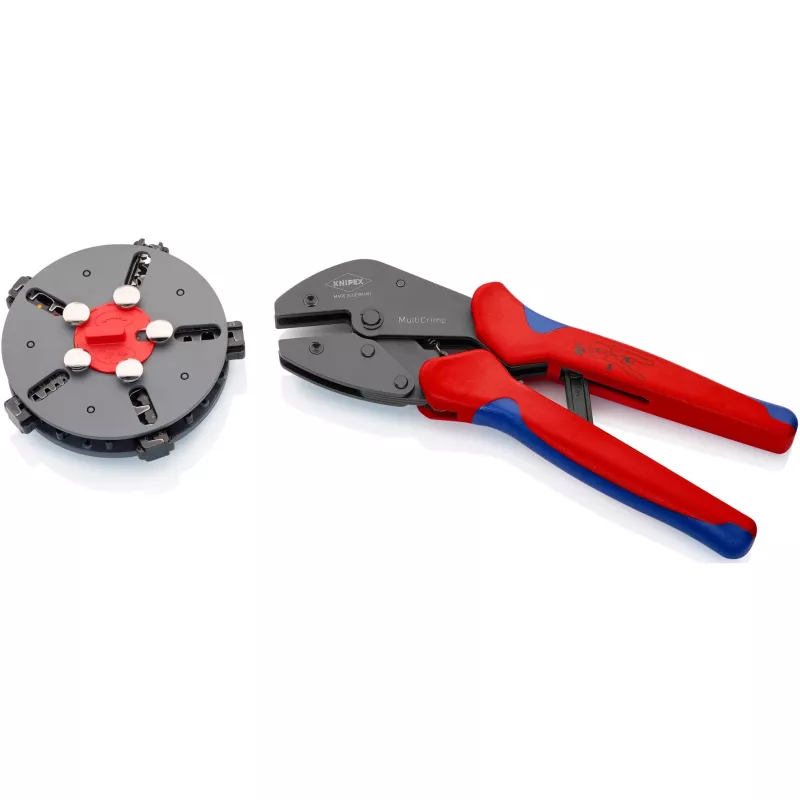 Knipex 97 33 02 Alicate de cravar cabos Ferramenta de cravar azul, vermelho
