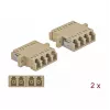 Adaptador de fibra ótica DELOCK LC fêmea para LC fêmea, bege, pack de 2