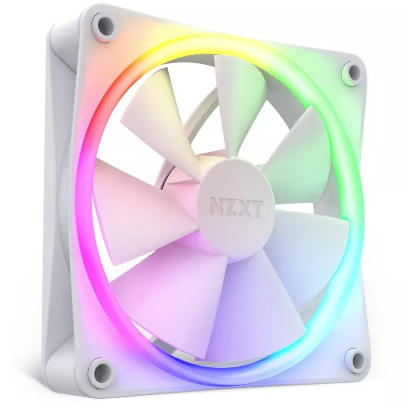 Ventoinha de caixa NZXT F120 RGB 120 mm branca, 4 pinos, 1800 rpm, 50,18 CFM, 18 LEDs