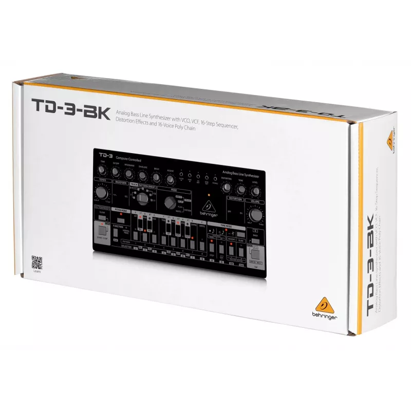 Behringer TD-3-BK sintetizador analógico de linhas de baixo, preto