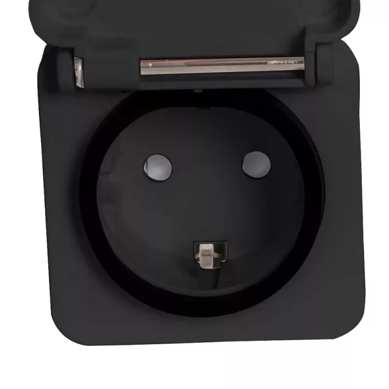 Tomada inteligente Denver PLO-108 preta exterior IP44 com fios sem fios