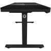 Secretária gaming de altura ajustável sentado/em pé com motor duplo, caixa de PC integrada, carregador sem fios, iluminação RGB, painel de controlo e portas USB, tampo em melamina PB, preto