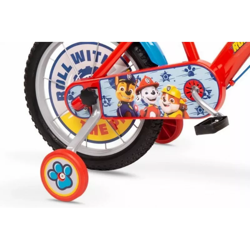 Bicicleta infantil Toimsa 16 polegadas Paw Patrol vermelha modelo 1678, rodas de 16 polegadas, mudanças de entrada