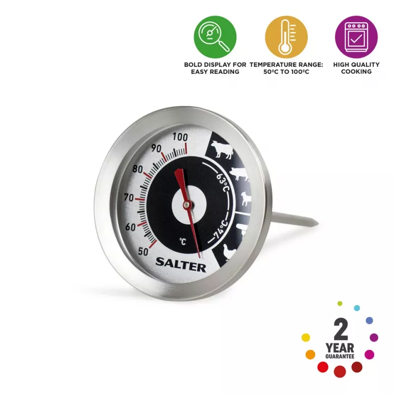 Termómetro analógico para carne Salter 512 SSCR aço inoxidável – sonda analógica para forno e grelhador