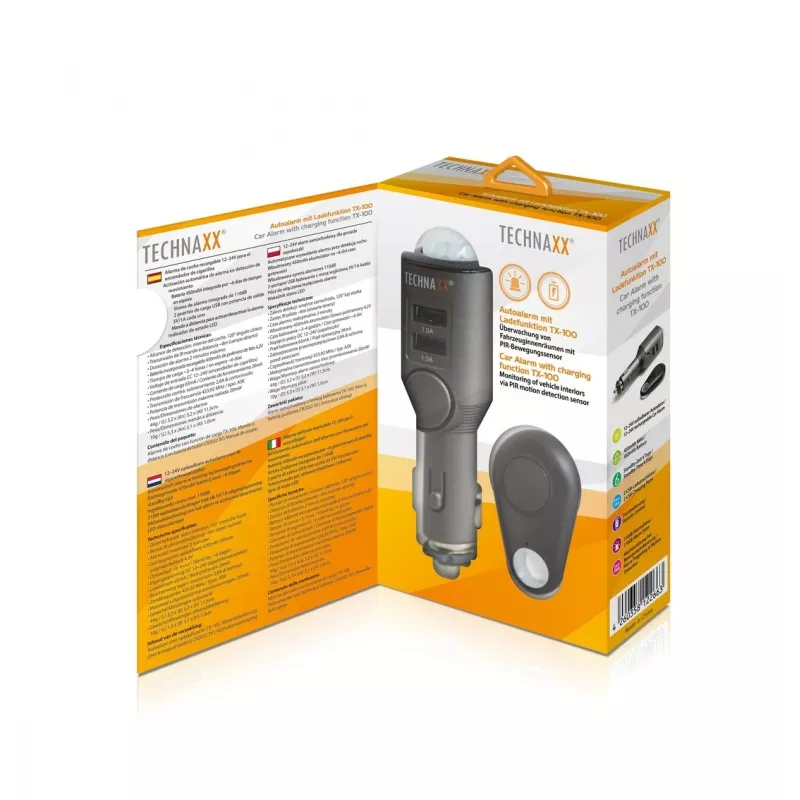 Carregador universal para dispositivos móveis Technaxx 4743 preto para isqueiro de automóvel