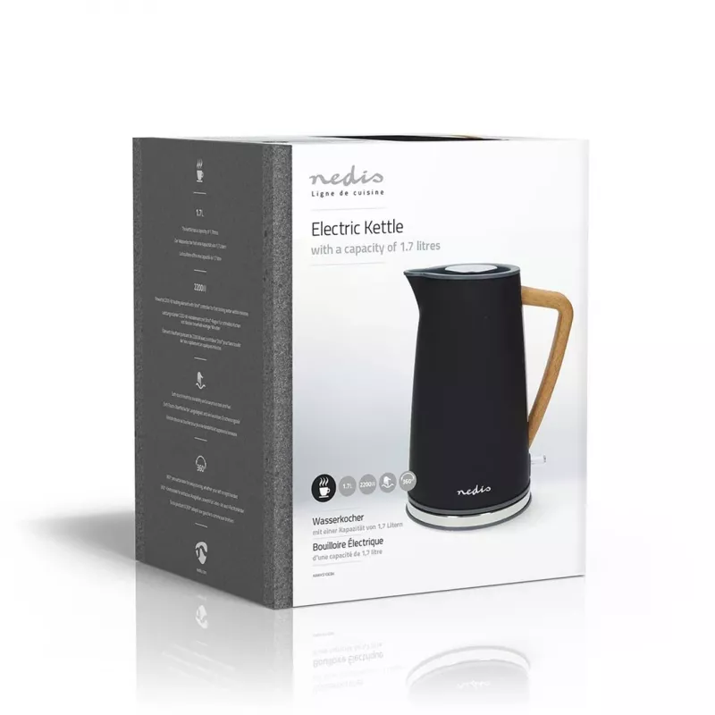 Chaleira elétrica Nedis KAWK510EBK 1,7 L 2200 W preto