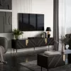 Móvel de TV cama meble Cama 4D MOUNTAIN 2040×400×550 mm preto + dourado aglomerado revestido tampo