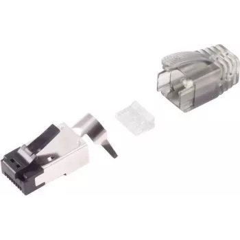 Ficha de cabo RJ-45 preto prateado S/CONN 08-02050 macho