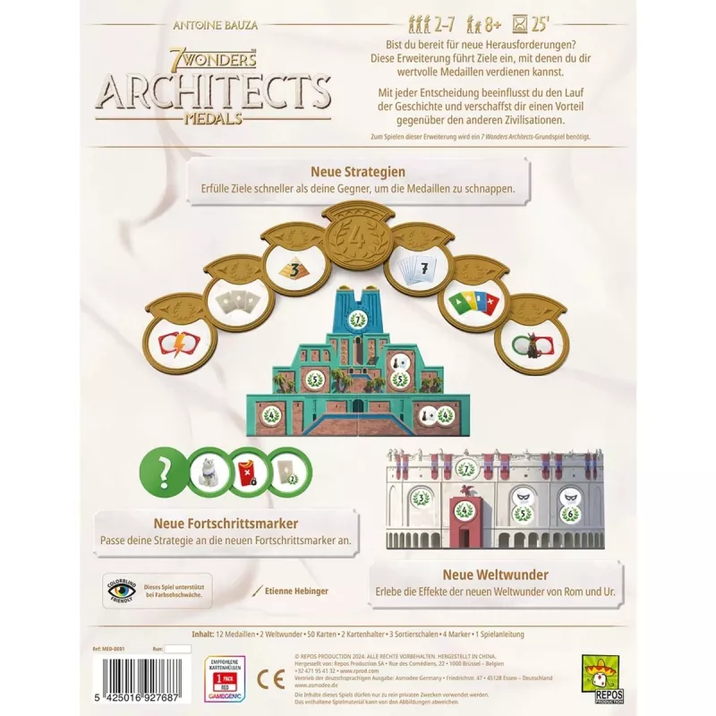 7 Wonders Architects - Medals, expansão de jogo de tabuleiro