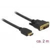 DeLOCK - cabo de vídeo - HDMI / DVI - DVI-D (M) a HDMI (M) - 2,0 m - tripla blindagem - preto - parafusos serrilhados (85654)