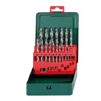 Conjunto de brocas HSS Metabo 627153000 — 19 peças, DIN 338, haste cilíndrica