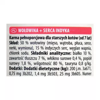 ANIMONDA Carny Senior Vaca e Corações de Peru – Alimento húmido para gatos – 400 g