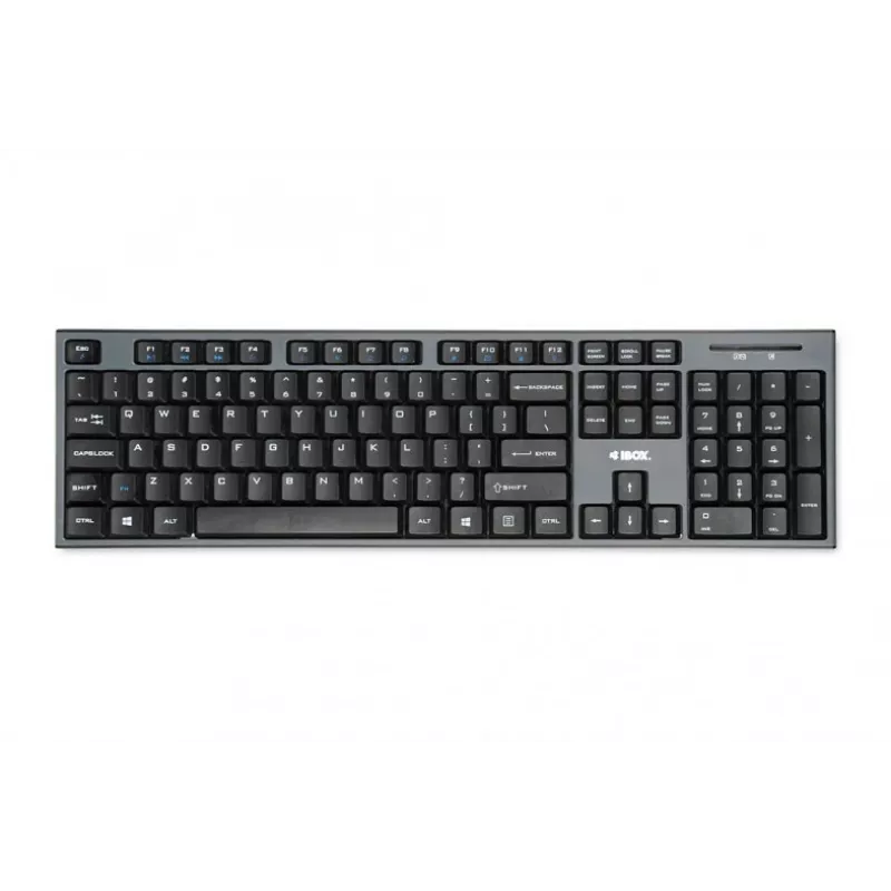 IBOX Desktop Kit Pro conjunto de teclado e rato sem fios, QWERTY tamanho completo 104 teclas, 2,4 GHz, 1200 DPI, preto