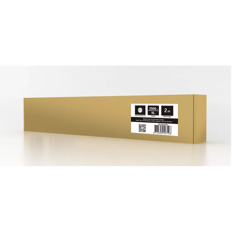 Unidade de distribuição de energia GEMBIRD EG-PDU-9F2F — 9 tomadas francesas (tipo E), rack 1H, 16A, cabo de 2 m