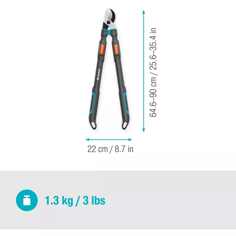 Gardena Tesoura de poda TeleCut Pro L cinzento/turquesa 65 cm - 90 cm (12041-88)