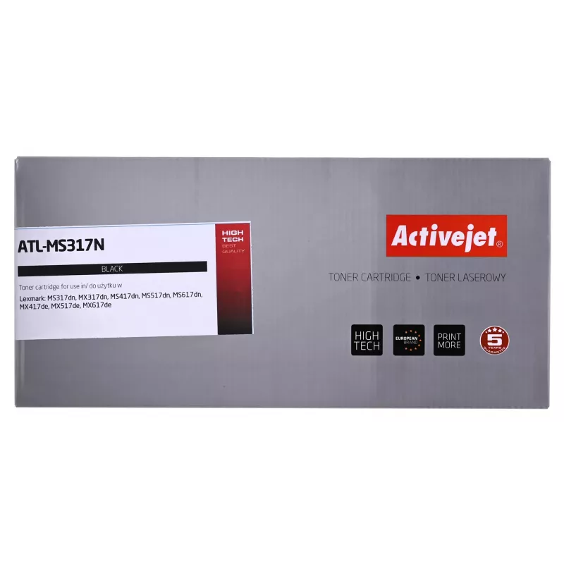Cartucho de toner ActiveJet substituto de Lexmark 51B2000 preto, 2500 páginas, embalagem individual