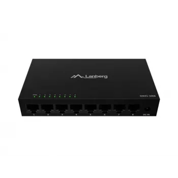 Switch de rede LANBERG DSM1-1008 8x 1 Gb/s não gerido Gigabit Ethernet desktop 12V caixa metálica