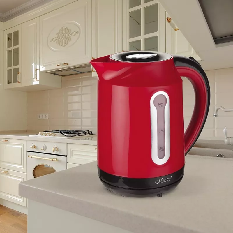 MAESTRO MR-041 (MR-041-Rot) chaleira 1,7 l 2000 W preto, vermelho