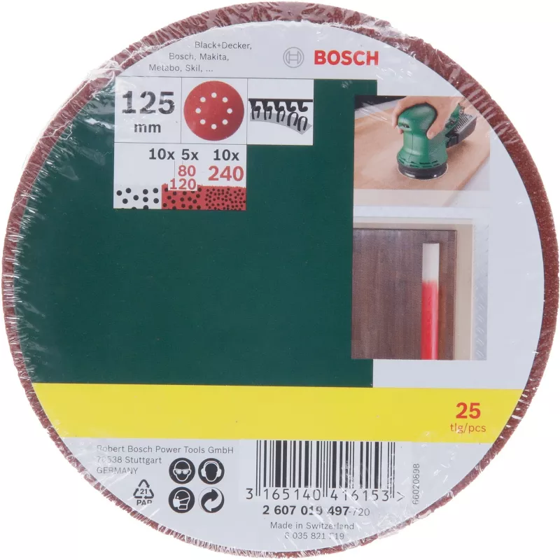 Bosch 2 607 019 497 Acessório de lixagem 25 unidades Folha de lixa