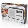 Adler AD 1907 rádio digital PLL, AM/FM, 40 estações pré-definidas, alarme com soneca, USB-C, bateria recarregável integrada, ficha de 3,5 mm, branco/preto
