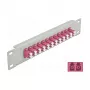 Painel de ligação de fibra ótica DeLOCK 10 polegadas 12 portas LC Duplex violeta 1U cinzento