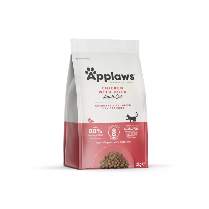 Applaws ração seca para gatos, frango com pato, 2 kg