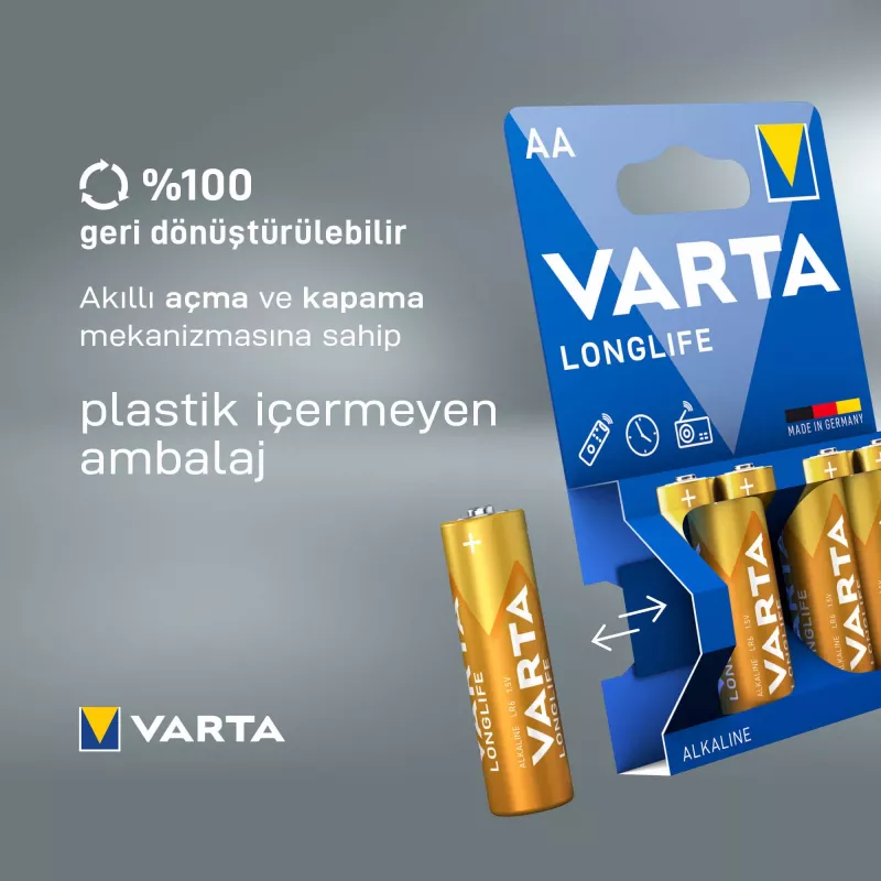 Varta Longlife Extra - pilha 4 x tipo AA alcalina (04106101414)