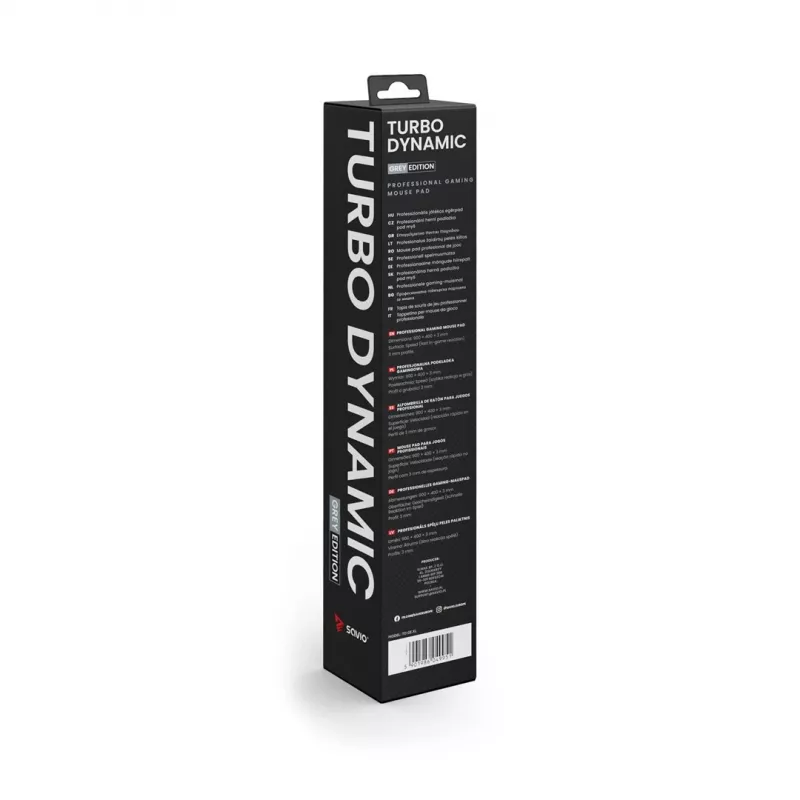 Tapete de rato gaming SAVIO Turbo Dynamic XL — cinzento, 900×400 mm, 3 mm de espessura, superfície de tecido antiderrapante costurada