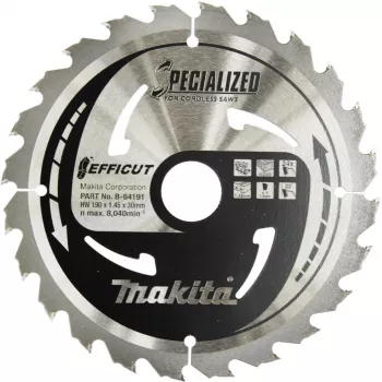 Makita Especial EFFICUT - Disco de serra circular - para madeira, metal - 190 mm - 24 dentes (B-64191)