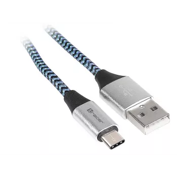 Cabo USB Tracer TRAKBK46266 USB 2.0 1 m USB-C USB-A preto azul prateado
