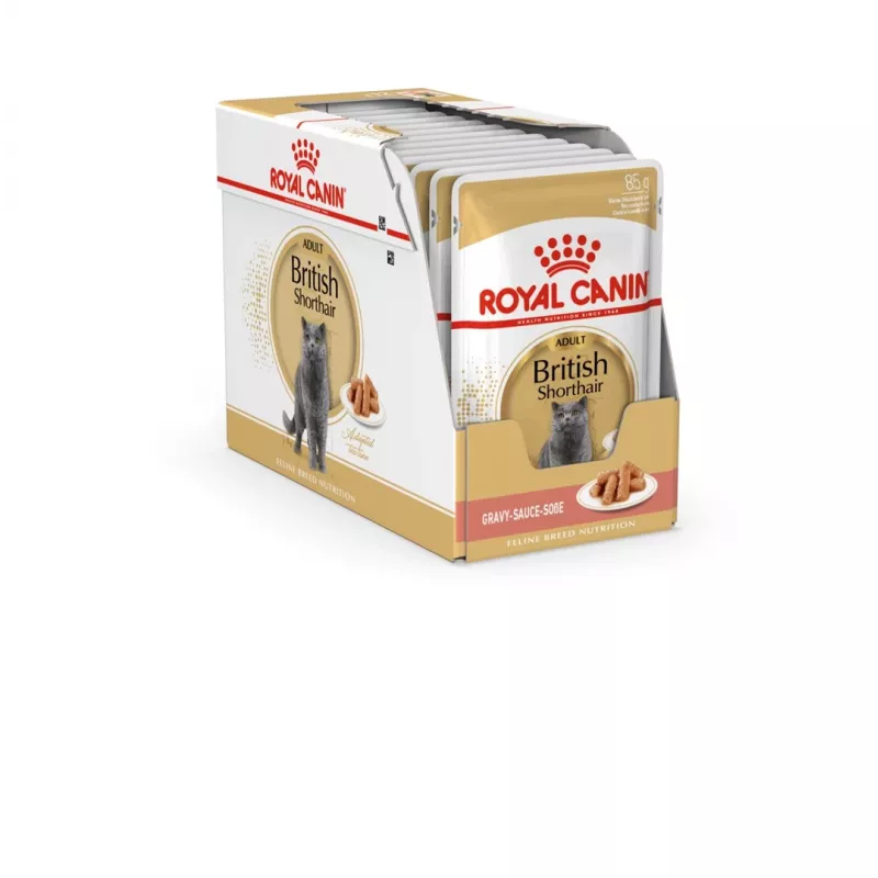 Comida húmida para gatos Royal Canin British Shorthair Adult saqueta 85 g, aves, ROYAL CANIN Feline Breed Nutrition
