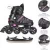 Patins 2IN1 Nils Extreme NH11912 A PRETO/ROSA TAM. S (31-34) com patins de hóquei substituíveis