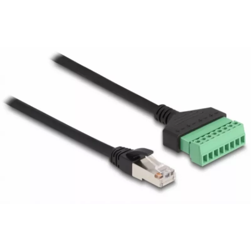 Cabo RJ45 DeLOCK Cat.6 ficha para adaptador de bloco de terminais 30 cm preto verde
