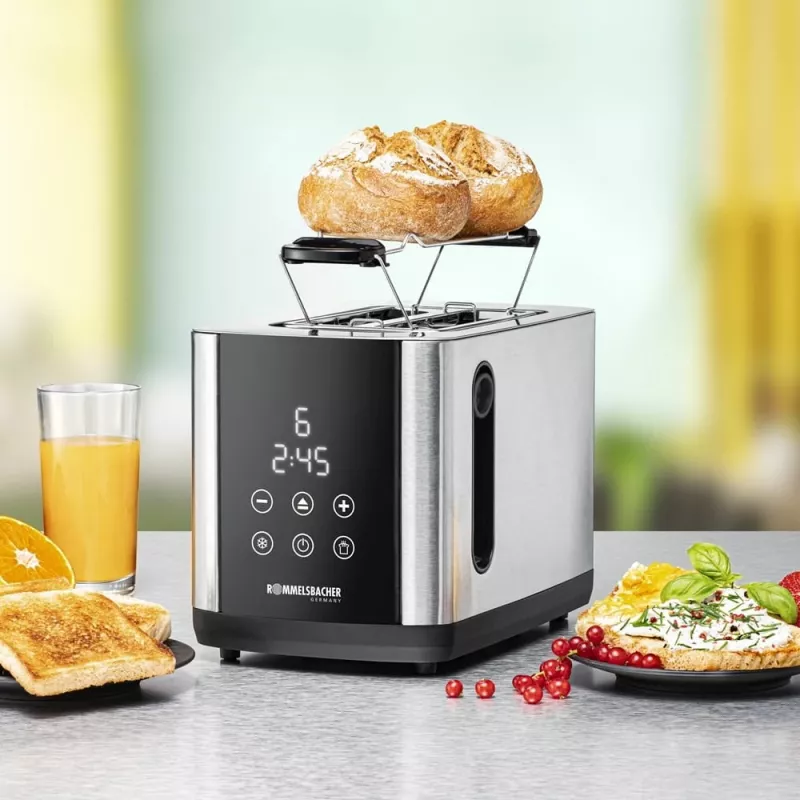 Torradeira Rommelsbacher TO850 2 fatias, 850 W, Aço inoxidável/Preto, Ranhuras XL