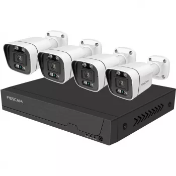 Sistema de videovigilância Foscam FNA108E-B4-2T branco 4x câmara bullet 4K PoE, 1x NVR 8 canais
