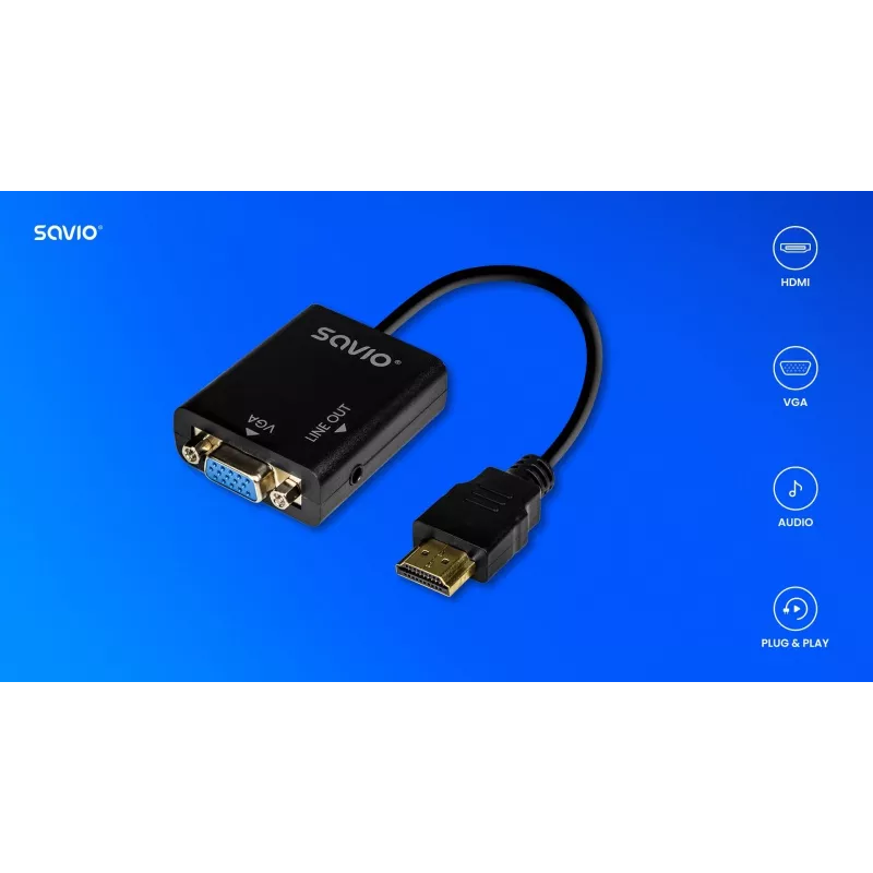 Adaptador HDMI-VGA com áudio AK-76 Savio SAVAK-76