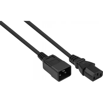 Cabo de extensão IEC kabelmeister ficha macho IEC C20 para conector fêmea IEC C13, preto, 1,00mm², 3m