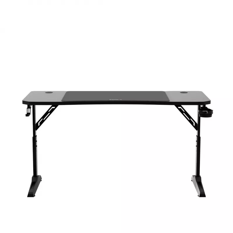 Secretária gaming huzaro Hero 3.6 — retangular 1400×600 mm, altura ajustável 560–790 mm, preto, pernas em H, tampo de 15 mm