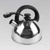 Chaleira Maestro MR1302 aço inoxidável 2,5 L, adequada para indução, apito com tampa articulada, pega preta